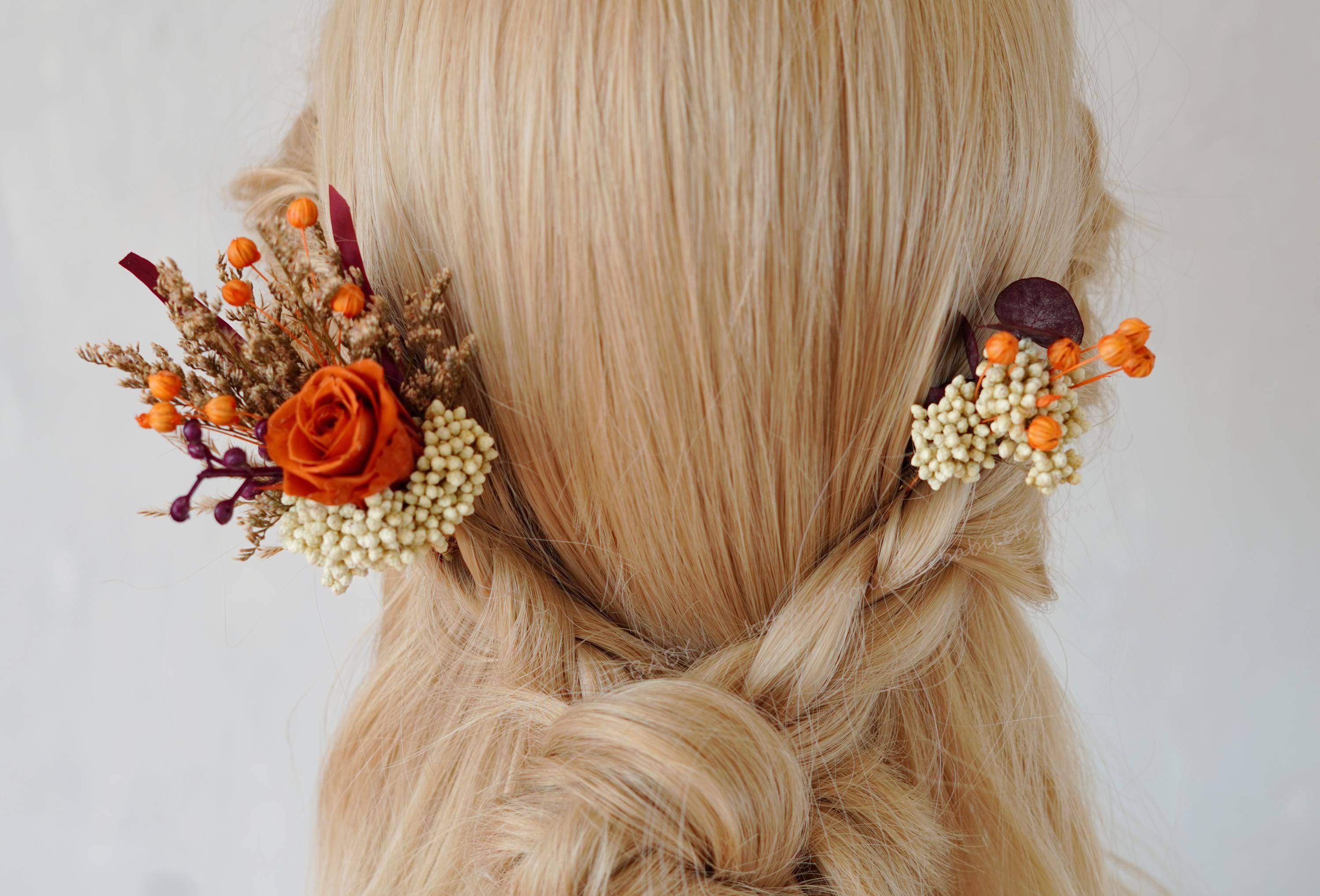 Necklace or belt floral Elegant Cream orange pink Hair Accessory Ivory and Co Golden Bloom Crystal and Pearl Floral Crescent  main image 3