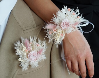 Blush Pink Boutonnière,Pink Boutonnière,Wedding Boutonnière,Pampas Grass Boutonnière,Dry Flower Boutonnière