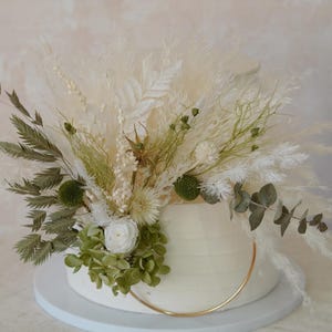 Light Green Cake Topper,Pampas Flower,Cake Cake Topper,Party Cake Topper,Flower Cake Topper,Wedding Topper Garland,Floral Cake Topper