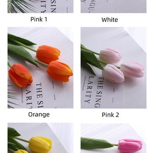 Hermosos tallos de flores de tulipán artificiales de tacto real en varios colores/ramo de boda/centro de mesa/tulipanes de boda/tulipanes de tacto real imagen 4