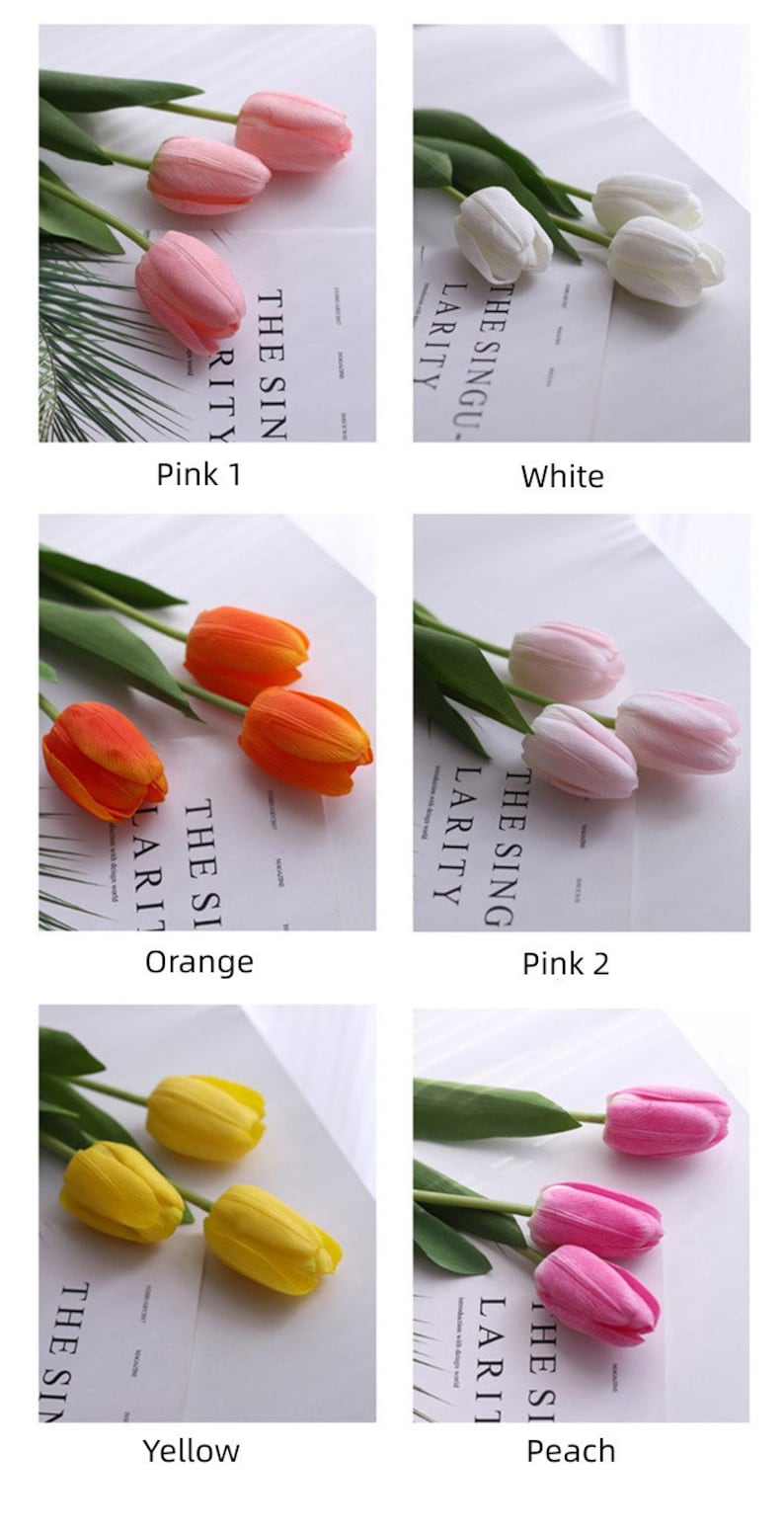 Hermosos tallos de flores de tulipán artificiales de tacto real en varios colores/ramo de boda/centro de mesa/tulipanes de boda/tulipanes de tacto real imagen 4