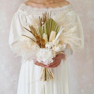 Palm Leaf Bouquet,Dried Flowers Bridal Bouquet,Rustic Boho Bouquet,Wedding Bouquet,Bridal Bouquet,Flower Bouquet