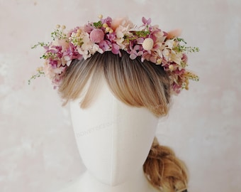 Bridal Flower Crown,Flower Girl Crown,Purple Hydrangea Flower Crown,Purple Headdress,Purple Crown,Wedding Tiara,Flower Headband