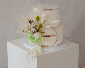 Zielona ozdoba na tort, ozdoba na tort, ozdoba na tort imprezowy, ozdoba na tort z kwiatami, ozdoba ślubna z girlandą, ozdoba na tort z kwiatami