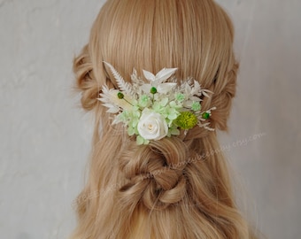 Salbei grüner Brautkamm,Salbei Haarnadel,Brautkamm,Blumenkamm,Herbstkamm,Hochzeitskamm