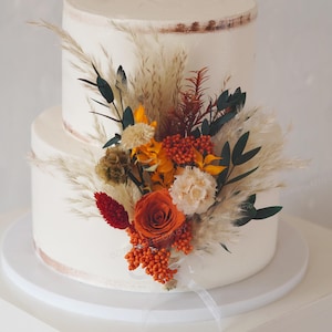 Terracotta Rose Cake Decor,Burnt Orange Cake Topper,DIY Cake Topper,Dried Flower Topper,Wedding Cake Topper,Floral Cake Topper,Party Topper