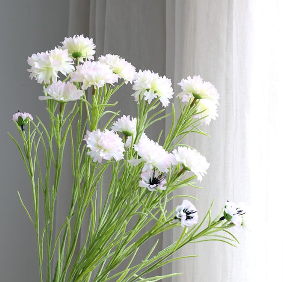 Cornflower,Cornflower Artificial Fabric Flower,Faux Flower Stem,DIY Floral,Wedding/Home Decoration,Bridal Bouquet,Table Setting