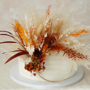 Autumn Cake Wreath,Terracotta Flower Cake Topper,Floral Cake Topper,Party Decorations,DIY Cake Topper,Pampas Topper,Wedding Cake Topper