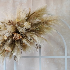White Ivory Boho Wedding Arch,Wedding Arch Decor,Wedding Backdrop,Wedding Centerpiece,Pampas Grass Arch Arrangement,Ceremony Arch Flower