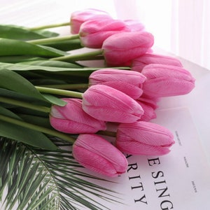 Hermosos tallos de flores de tulipán artificiales de tacto real en varios colores/ramo de boda/centro de mesa/tulipanes de boda/tulipanes de tacto real imagen 7
