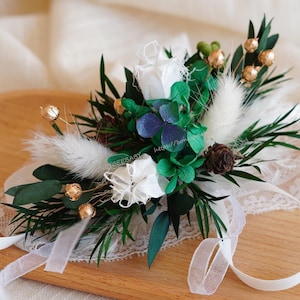 Forest Wedding Corsage,Green Eucalyptus Corsages,Bride/Bridesmaid Corsages,Wrist Corsages,Wedding Accessory,Flower Bracelet,Pampass Corsages