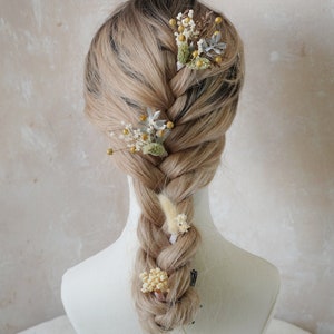 Natural Hairpins,Gray Blue Flower Hairpins,Boho Romantic Flower Hair Pins,Bridal Hair Clips,Rustic Wedding Hair Accessories,Flower Hair Pins