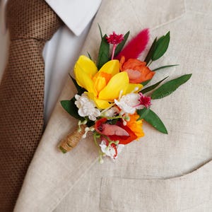 Colorful Boutonniere,Groom Boutonniere,Men Boutonniere,Autumn Colorful wedding ,Wedding Boutonniere,Dried Flower Boutonnier
