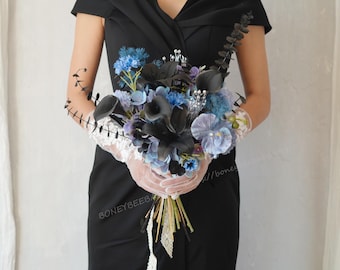 Black calla lily bouquet,Silk Flower,Fall Autumn Bridal Bouquets,Simulated Calla Lily Bouquet,Wedding Bouquet,Bridal Bouquet