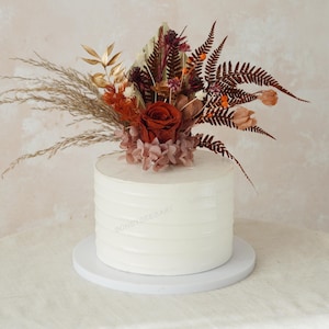 Terracotta Cake Topper,Fall Cake Decoration,Wedding Cake Topper,Bridal Shower,Party Topper,Cake Topper,Rustic Wedding,Flower Cake Topper