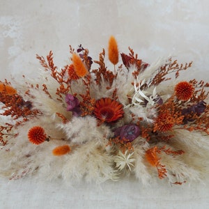 Centrotavola per matrimonio in terracotta color ruggine, fiore arancione bruciato, matrimonio autunnale, disposizione del matrimonio, decorazione del tavolo, matrimonio all'aperto