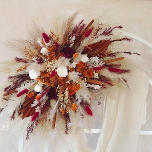 Burnt Orange Rose and White Rose Arch Flowers,Terracotta Boho Wedding,Rust Wedding Arch Flowers,Pampas WeddingArch,Arch Arrangement