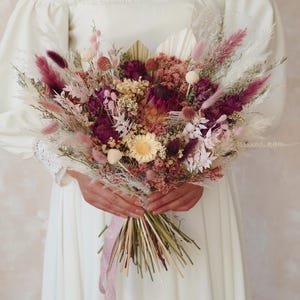 Burgundy Bouquet,Burgundy Wedding,Romantic Wedding Bouquet,Bridal Bouquet,Dried Flower Bouquet,Boho Bridal Bouquet,Pampas Grass Bouquet