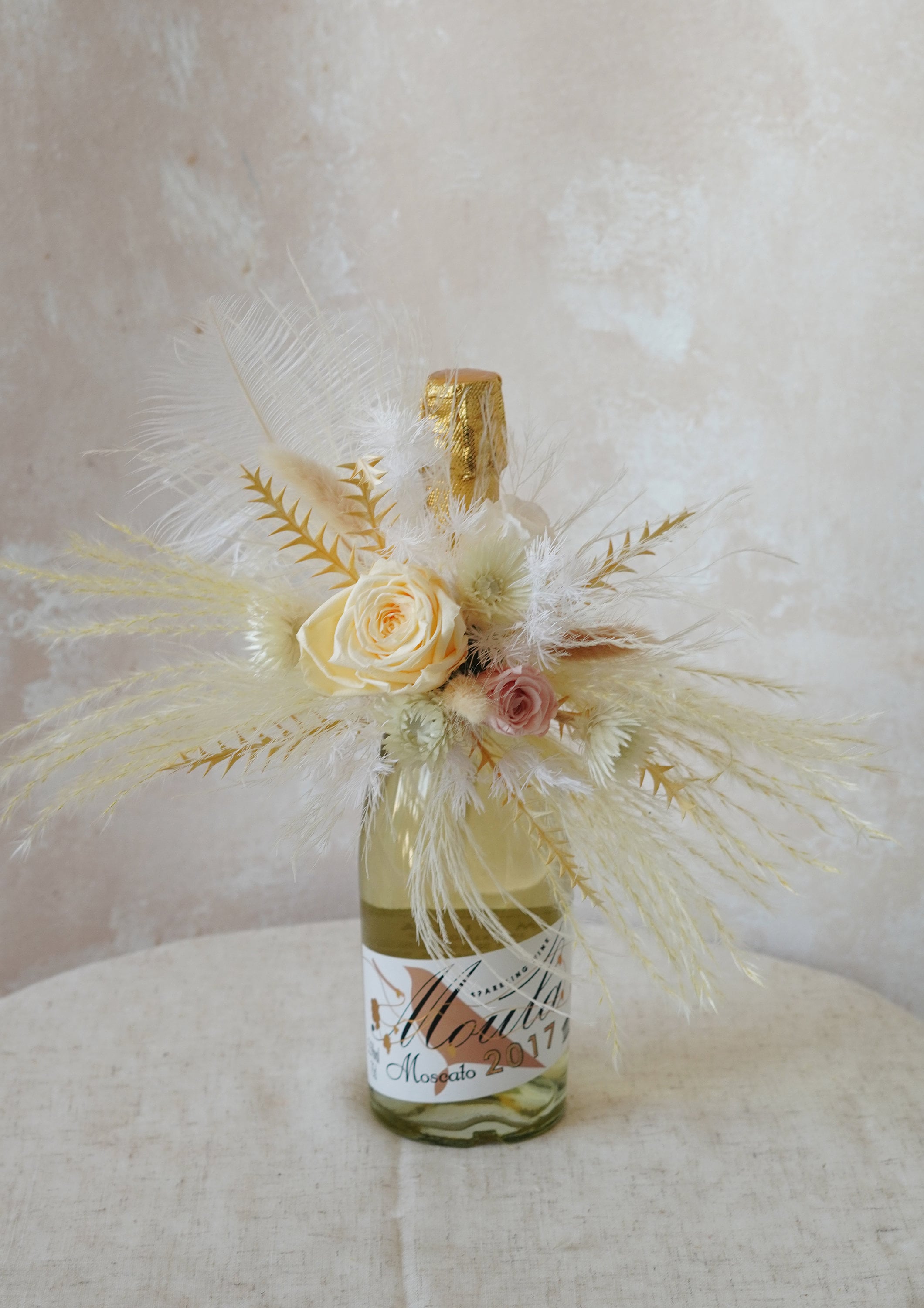 Champagner Flasche Blumen, Weinflasche Dekoration, Weinflasche Geschenk, Weinflasche Dekoration Blume, Hochzeitsgeschenk, Housewarming Geschenk Wein