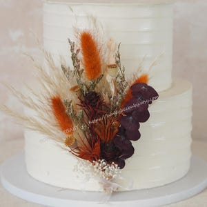Terracotta Cake Decor,Burnt Orange Cake Topper,DIY Cake Topper,Dried Flower Topper,Wedding Cake Topper,Floral Cake Topper,Party Topper