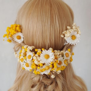 Yellow Daisy Hair Comb,Bridal Flower Crown,Yellow hair Clip,Bridal Hair Comb,Flower Hair Comb,Autumn Hair Comb