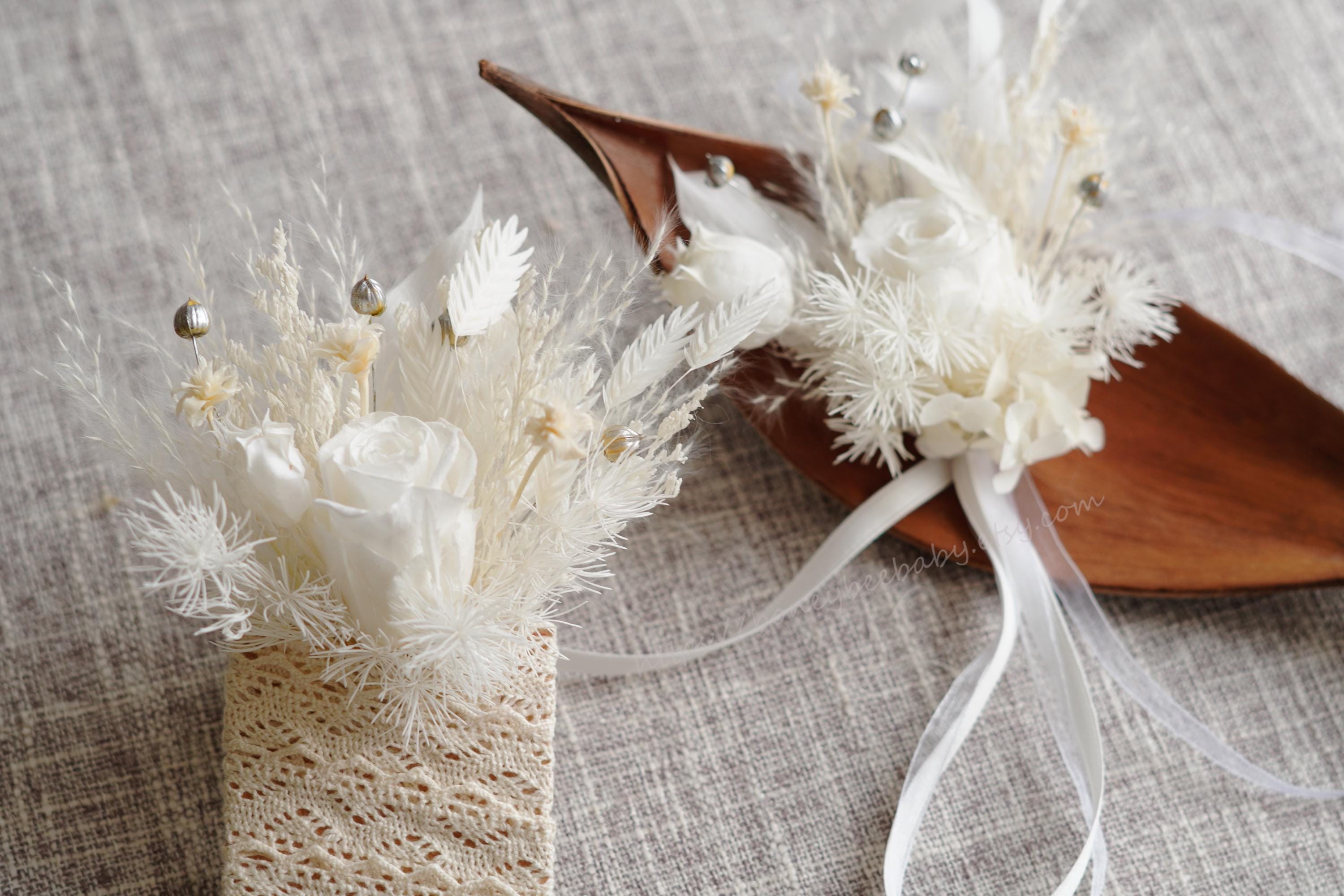 Ivory Wedding Groomsmen Accessory,cream Boutonniere,boutonniere With ...