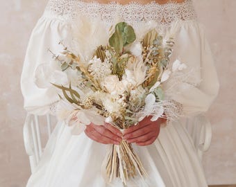 Natural eucalyptus leaves Flower bouquet,Dried Flowers Bridal Bouquet,Rustic Boho Bouquet,Wedding Bouquet,Bridal Bouquet,Flower Bouquet