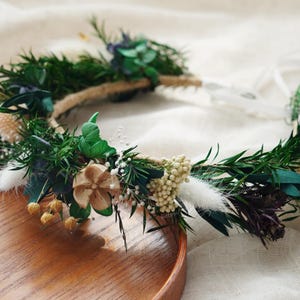 Forest Garland Headband,Forest Wedding,Boho Flower Crown,Forest Dried Flower Crown,Flower Girl Crown,Bridal Headpiece,Bridal Flower Crown