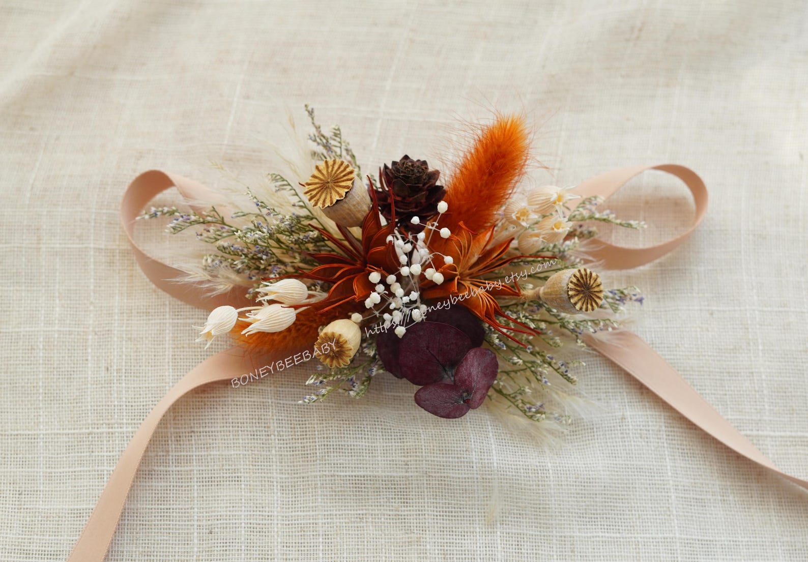 Burnt Orange Bridal Corsage,rust Bridesmaid Corsage,wedding Corsages ...