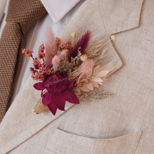 Dried Flower Boutonniere,Groom&#39;s accessory,Burgundy Boutonniere,Best man Boutonniere,Party Boutonnière,Men Buttonhole,Wedding Mini Bouquet