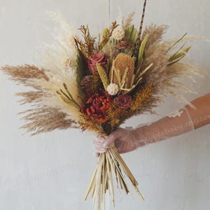 Banksia Bouquet,Wooden Flower Bouquet,Feather Bouquet,Fall Terracotta bouquet,Rust Orange Bridal Bouquets,Wedding Bouquet,Bridal Bouquet