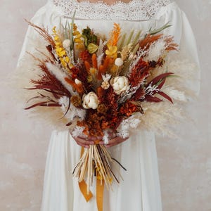 Autumn Terracota Bridal Bouquet,Burnt Orange wedding flowers,Rust Orange Bridal Bouquet,Wedding Bouquet,Bridal Bouquet,Dried Flower Wedding