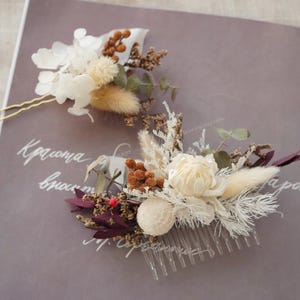 Neutral Hairpin,Bridal wedding Headpiece,Terracotta Flower Comb,Girls Hair Accessories,Bridal Comb, Flower Comb,Autumn Wedding Comb