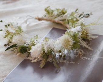 Light Green Flower Crown,Light Green Dried Flower Crown,Flower Girl Crown,Dried Flower Crown,Bohemian Style Crown,Bridal Crown