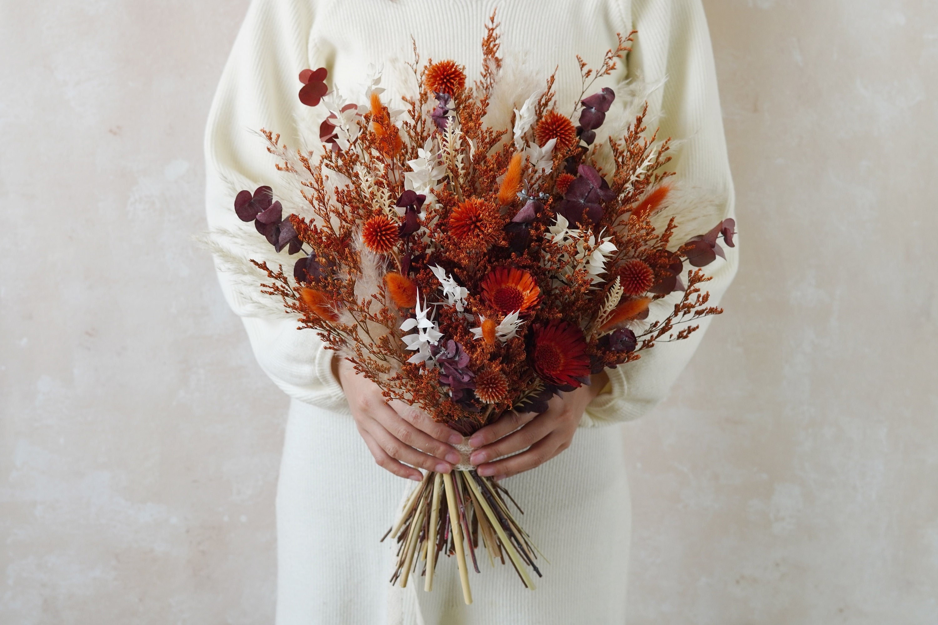 Rust Terracotta Burnt Orange Bouquet,Fall Wedding Flowers,Burnt Orange Preserved Flowers,Wedding Bouquet,Bridal Bouquet,Dried Flower Wedding