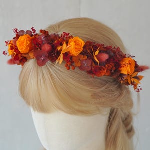 Burnt Orange Flower crown,Autumn Wedding Bridal Flower Crown,Flower Girl Flower crown,Dried Flower Comb,Boho Flower Crown