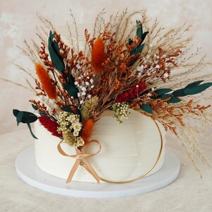 Burnt Orange Cake Topper,Dried Flower Cake Decoration, Eucalyptus Decoration,Cake Topper,Cake Wreath,Wedding Cake Topper,Party Cake Topper
