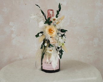 Flor de botella de vino de champán, ramo de botella de vino, ramo de flores de botella, regalo para amantes del vino, centro de mesa de vino, centro de mesa de boda, idea de regalo