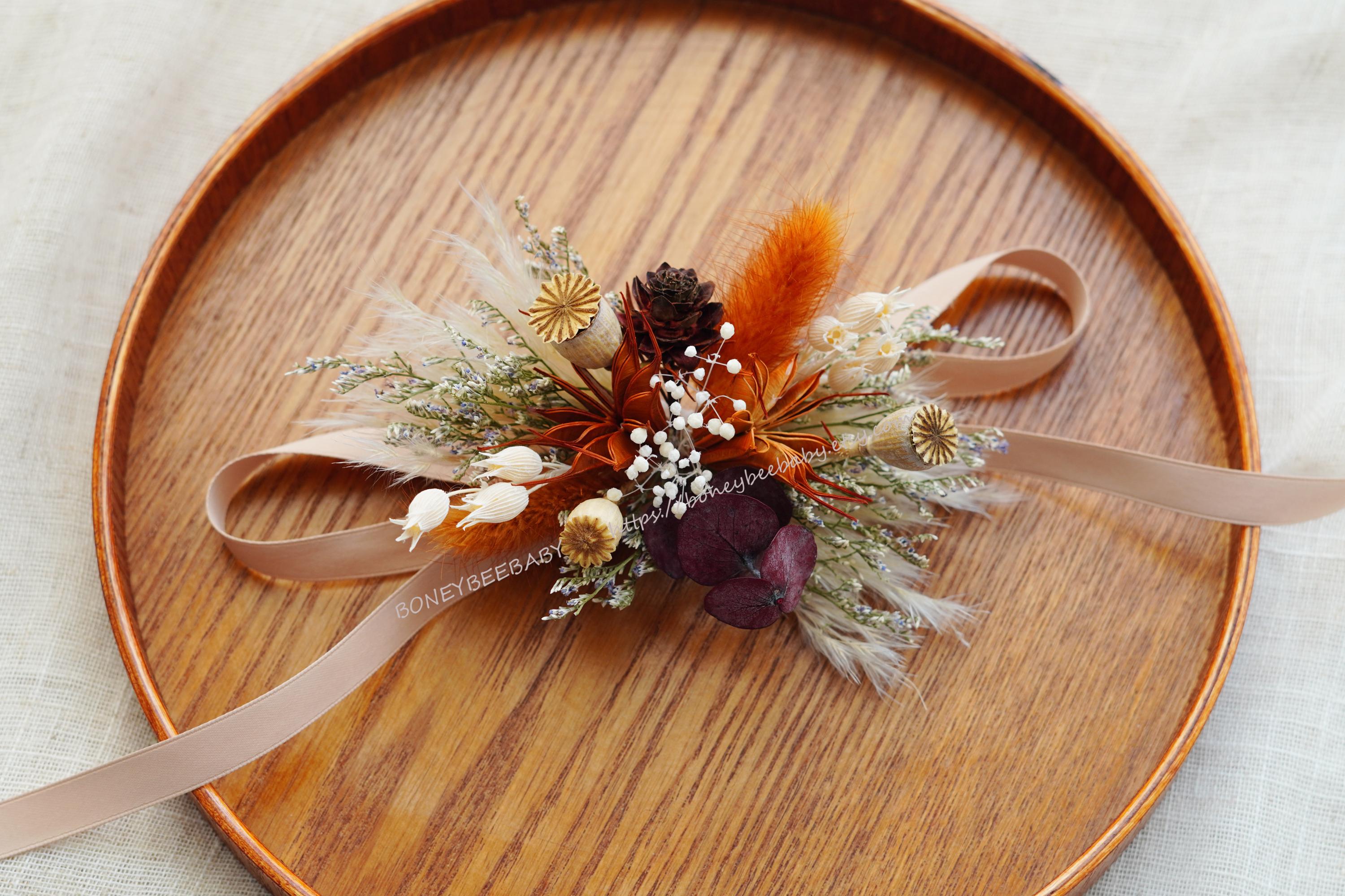 Burnt Orange Bridal Corsage,rust Bridesmaid Corsage,wedding Corsages ...