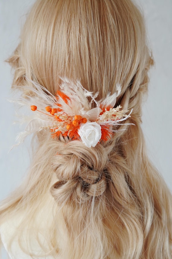 Floral Hair‎ Accessory with Orange and White Accents Amazon.com : Suncalla 5 Pcs Burnt Orange Dried Flower Hair  main image 3