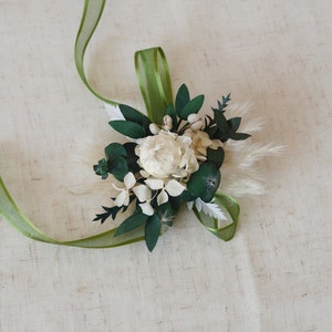 Green Eucalyptus Corsages,Bride/Bridesmaid Corsages,Wedding Corsages,Wrist Corsages,Wedding Accessory,Flower Bracelet,Pampass Corsages image 7