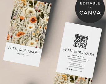 Tarjetas de presentación para floristería, tarjetas de presentación para floristerías, plantillas para tarjetas de presentación florales, negocios de decoración floral bohemia, plantillas para floristería de bodas