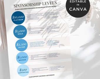 Non-Profit Sponsorship Flyer Templates, Sponsorship Levels Flyer, DIY Flyer Template Event, Sponsorship Package Template, PTA PTO Flyers
