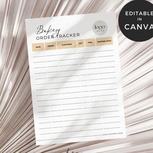 Bakery Order Tracker, Home Bakery Order List, Small Business Order Tracker, Bakery Order Book, Baking Business Template, Cake Order Tracking
