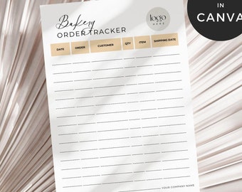 Bakery Order Tracker, Home Bakery Order List, Small Business Order Tracker, Bakery Order Book, Baking Business Template, Cake Order Tracking