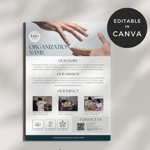 Panfleto sem fins lucrativos, panfleto de doação para empresas, modelo de panfleto faça você mesmo Canva, panfleto de organização Canva, panfleto de arrecadação de fundos médico, evento comunitário