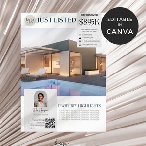 Modèle de Flyer d'immobilier commercial, Flyer Nouvelle création d'une liste d'agents immobiliers, Flyer portes ouvertes d'un courtier avec code QR, modèle de Brochure de propriété