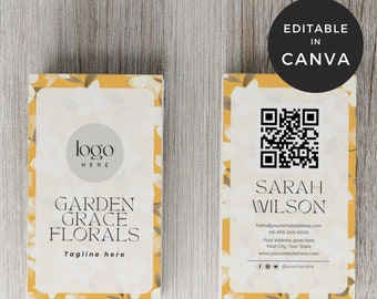 Business Cards for Florist, QR Code Business Card , Flower Shop Business Card, Floral Business Card Template, Florist Branding Marketing
