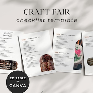 Craft Fair Checklist, Craft Market Checklist, Trade Show Planner, Craft Show Display Plans, Market Stall Template, Vendor Booth Template