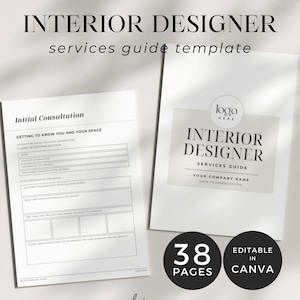 Interior Design Booklet, Client Welcome Packet for Interior Designers Template, Interior Design Services Guide, Client Onboarding Template